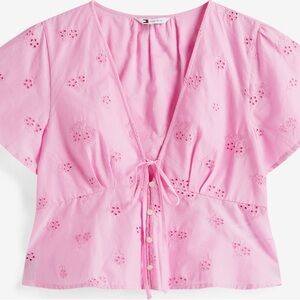 Tommy Hilfiger Pink Eyelet Blouse